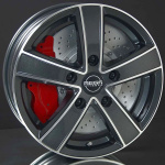 MEGA WHEELS Hercules 5 Anthracite grey front polished 6,5X16 ryhm�ss� VANTEET / ALUMIINIVANTEET @ Svenska Gummihuset AB (A161605H65MEWHHERAGP651)